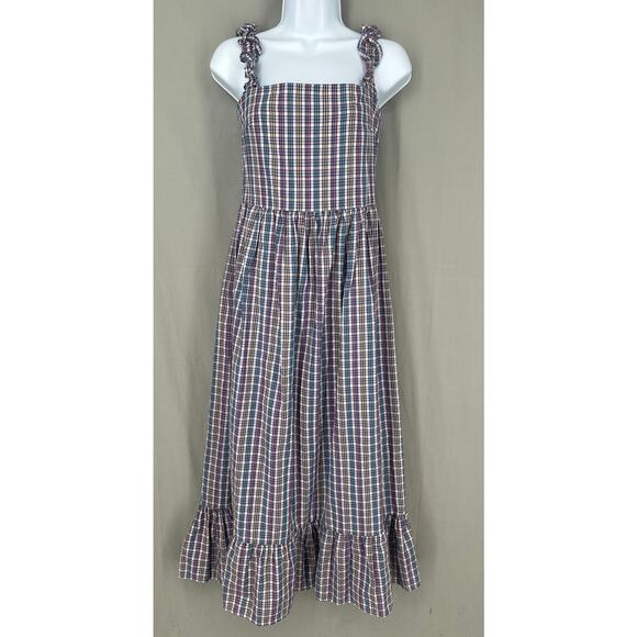 Vintage Supply Dress Womens Small Purple Plaid Midi Blue Boho Grunge Cottagecore - Picture 1 of 12